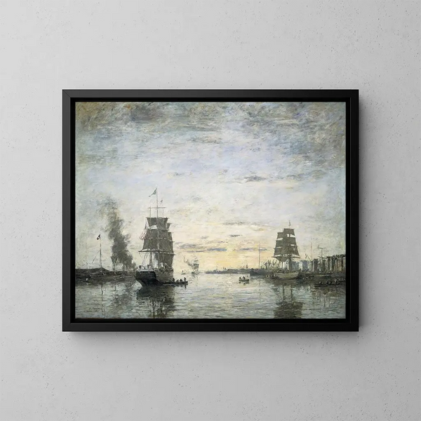 Ingang van de haven, Le Havre - Eugène Boudin — ingelijst kunstwerk aan de muur