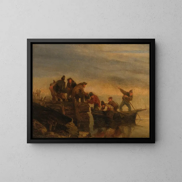 Vissers aan de waterkant - Eugène Boudin — ingelijst kunstwerk aan de muur