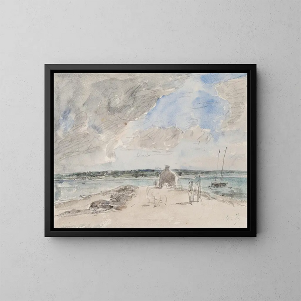 Plougastel, de doorgang naar de monding van de rivier van Landerneau - Eugène Boudin — ingelijst kunstwerk aan de muur