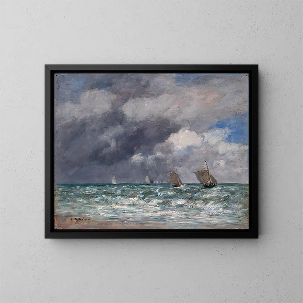 Zeilboten bij Trouville - Eugène Boudin — ingelijst kunstwerk aan de muur