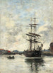 Navire sur la Touques - Eugène Boudin — weergave van het kunstwerk