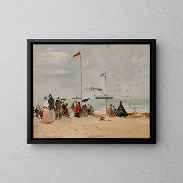 op het strand van Trouville - Eugène Boudin — ingelijst kunstwerk aan de muur