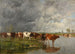 Troep koeien die drinken - Eugène Boudin — weergave van het kunstwerk