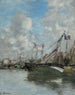 Trouville schilderij, gestrande boten - Eugène Boudin — weergave van het kunstwerk