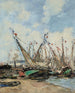 Trouville, de haven, gestrande zeilboten - Eugène Boudin — weergave van het kunstwerk