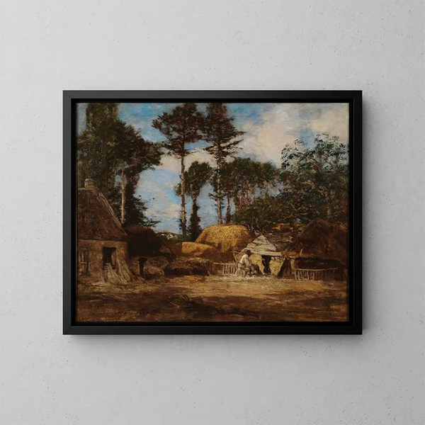Een boerderij in Bretagne - Eugène Boudin — ingelijst kunstwerk aan de muur