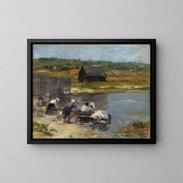 van Laveuses au bord de l'étang - Eugène Boudin — ingelijst kunstwerk aan de muur