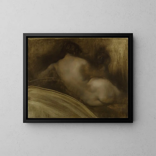 van een naakte vrouw van achteren, hoekfiguur - Eugène Carrière — ingelijst kunstwerk aan de muur