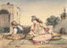 Een Marokkaans stel op hun terras - Eugène Delacroix — weergave van het kunstwerk
