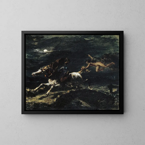 Tam O'Shanter achtervolgd door heksen - Eugène Delacroix — ingelijst kunstwerk aan de muur