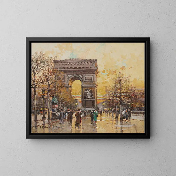 Arc de Triomphe in de herfst - Eugène Galien-Laloue — ingelijst kunstwerk aan de muur