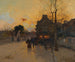 Dorp op een herfstavond - Eugène Galien-Laloue — weergave van het kunstwerk