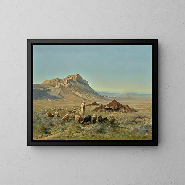 Een bedoeïenenkamp - Eugène Girardet — ingelijst kunstwerk aan de muur