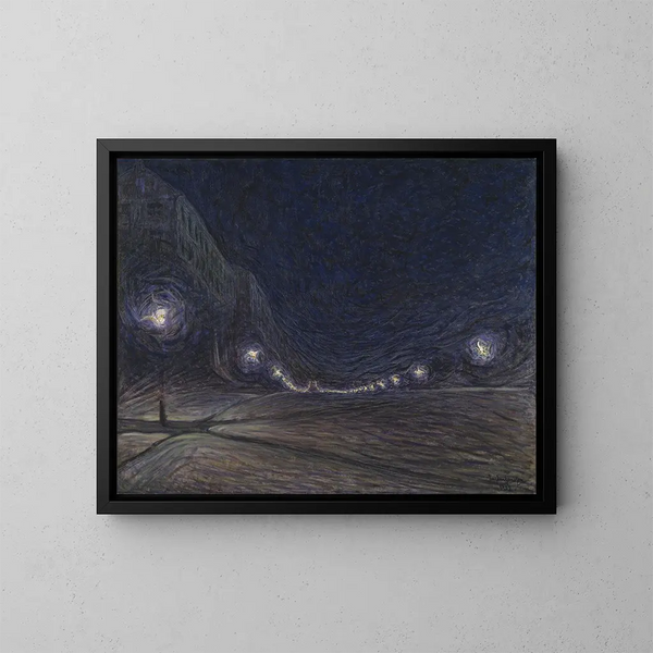 Hornsgatan de nacht - Eugène Jansson — ingelijst kunstwerk aan de muur