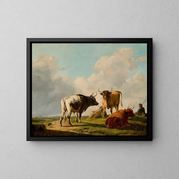Koeien op de weide - Eugène Joseph Verboeckhoven — ingelijst kunstwerk aan de muur