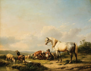 Eugne Joseph Verboeckhoven - Horseman Resting.webp