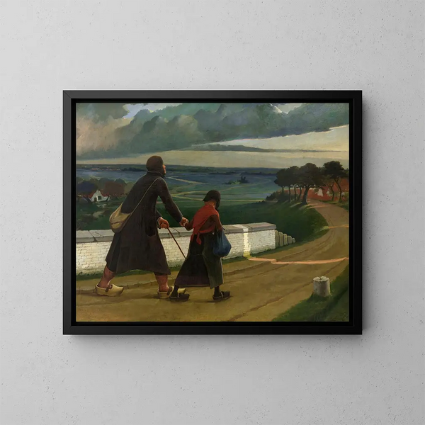 De blinde - Eugène Laermans — ingelijst kunstwerk aan de muur