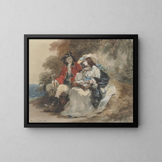 Eugne Lami - An elegant couple resting in a wooded landscape.webp