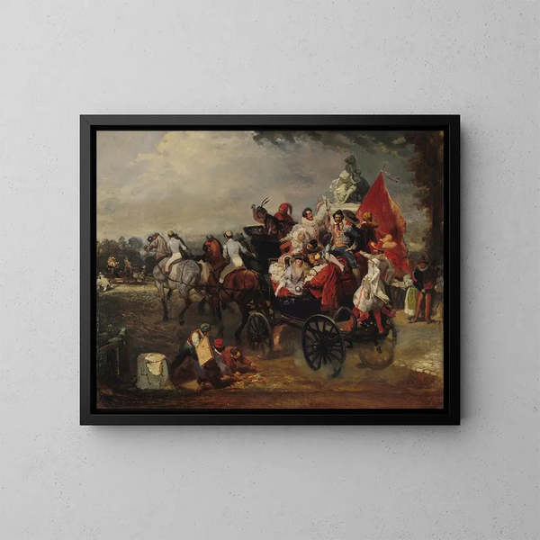 Carnaval scène op het Concorde-plein - Eugène Lami — ingelijst kunstwerk aan de muur