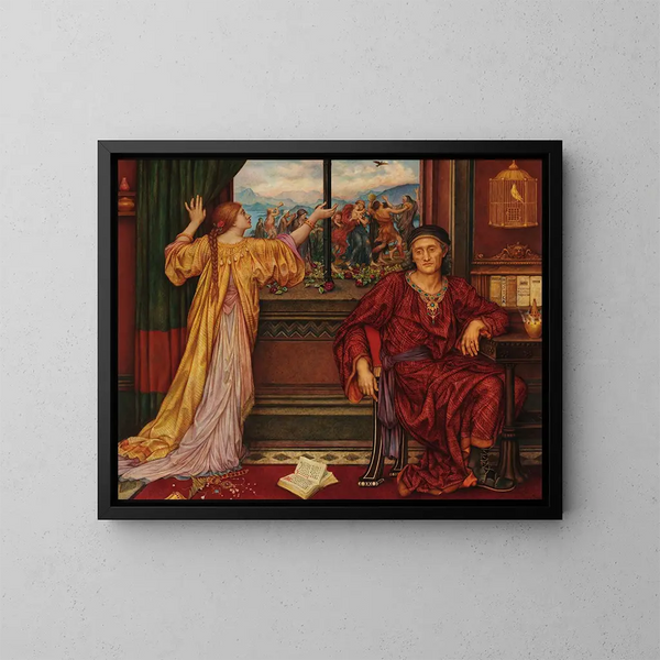 La Cage dorée - Evelyn De Morgan — ingelijst kunstwerk aan de muur