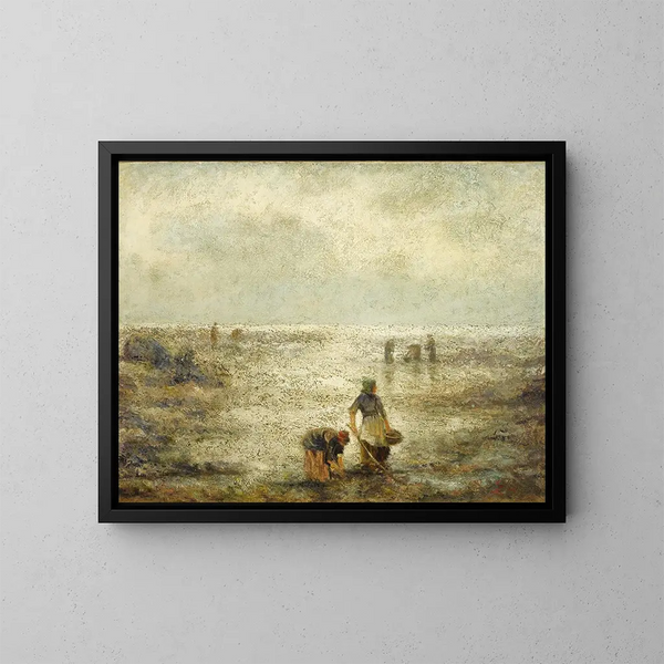 Vissers van kokkels - Evert Larock — ingelijst kunstwerk aan de muur