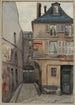 Vieux Paris Painting of old houses 16 18 rue du Cloître Notre Dame - F. Seguin — artwork view