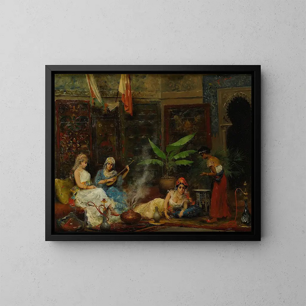 In het harem - Fabio Fabbi — ingelijst kunstwerk aan de muur