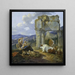 Family of Shepherds at the Ruins of the Temple of Vespasian - Johann Heinrich Roos — framed artwork on a wall