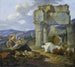 Family of Shepherds at the Ruins of the Temple of Vespasian - Johann Heinrich Roos — artwork view