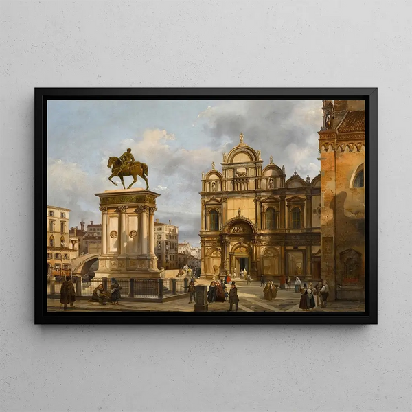 Federico Moja - Venice a View of the Campo Santi Giovanni e Paolo with the Equestrian Monument to Bartolomeo Colleoni and the Scuola Grande di San Marco in the Background.webp