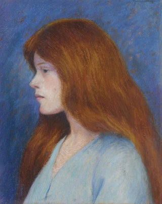 Federico Zandomeneghi - Profil de femme sur fond bleu.webp