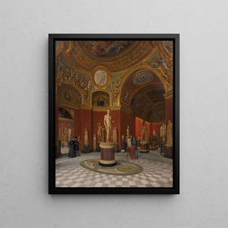 Felice Vezzani - Dessinatrice dans les salles des antiques du Louvre vues de la rotonde de Mars.webp