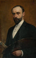 Autoportrait avec palette - Feliks Cichocki — weergave van het kunstwerk