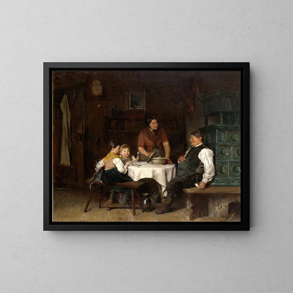 Het feestelijke gebraad - Felix Schlesinger — ingelijst kunstwerk aan de muur