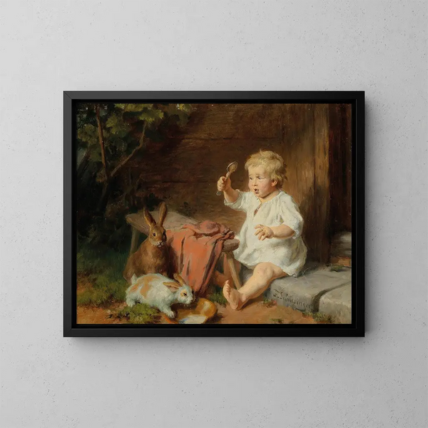 De speelkameraden - Felix Schlesinger — ingelijst kunstwerk aan de muur