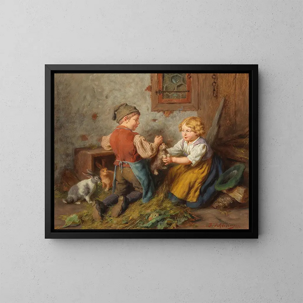Goede vrienden - Felix Schlesinger — ingelijst kunstwerk aan de muur
