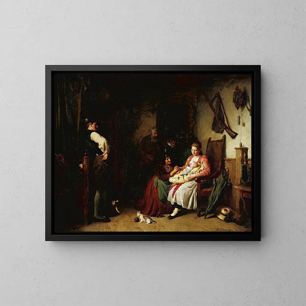 Het Pasgeborene - Felix Schlesinger — ingelijst kunstwerk aan de muur