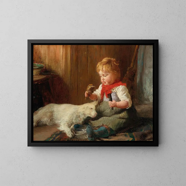 De jonge kapper - Felix Schlesinger — ingelijst kunstwerk aan de muur