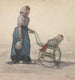 Vrouw met kruik en kinderwagen naar rechts - Johannes Abraham Mondt — weergave van het kunstwerk