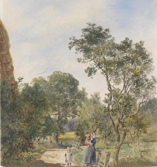 Femme avec deux enfants dans un paysage de parc - Franz Alt