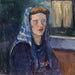 Vrouw met een blauwe sjaal - Broncia Koller-Pinell — weergave van het kunstwerk