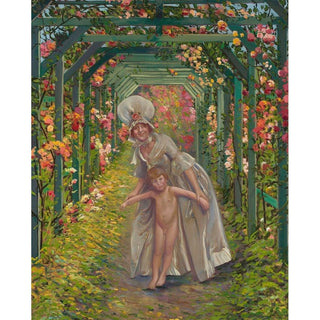 Femme avec un garçon nu - été - Leon Kamir-Kaufmann | Reproduction Tableau Décoration murale affiche copie