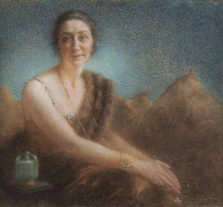 Femme élégante sur un canapé - Lucien Lévy-Dhurmer