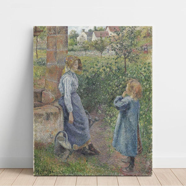 Reproductie van het schilderij Vrouw en kind bij de put - Camille Pissarro