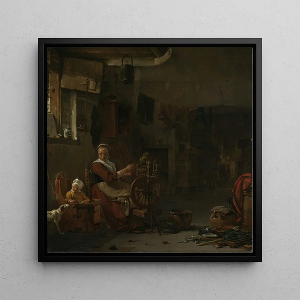 Femme paysanne filant - Thomas Wijck