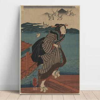 Femme sur le quai - Utagawa Kuniyoshi | Reproduction Tableau Décoration murale affiche copie