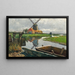 Dutch windmill painting near the stream - Ferdinand Brunner — framed artwork on a wall