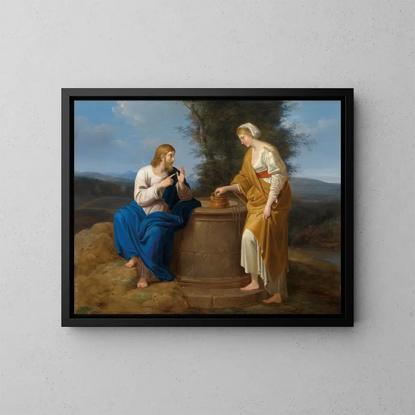 Het Christus en de Samaritaanse - Ferdinand Georg Waldmüller — ingelijst kunstwerk aan de muur