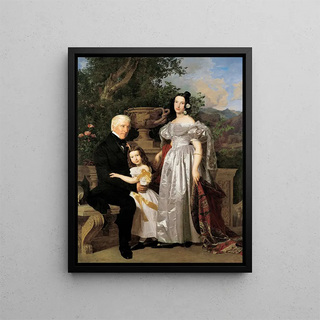 Ferdinand Georg Waldmller - Der frstlich Esterhzysche Rat Mathias Kerzmann mit seiner zweiten Gattin Maria Helena geb Mikolischtz und Tochter Maria.webp