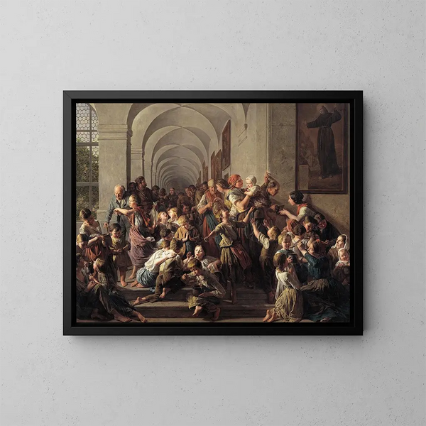 De kloostervoedsel - Ferdinand Georg Waldmüller — ingelijst kunstwerk aan de muur